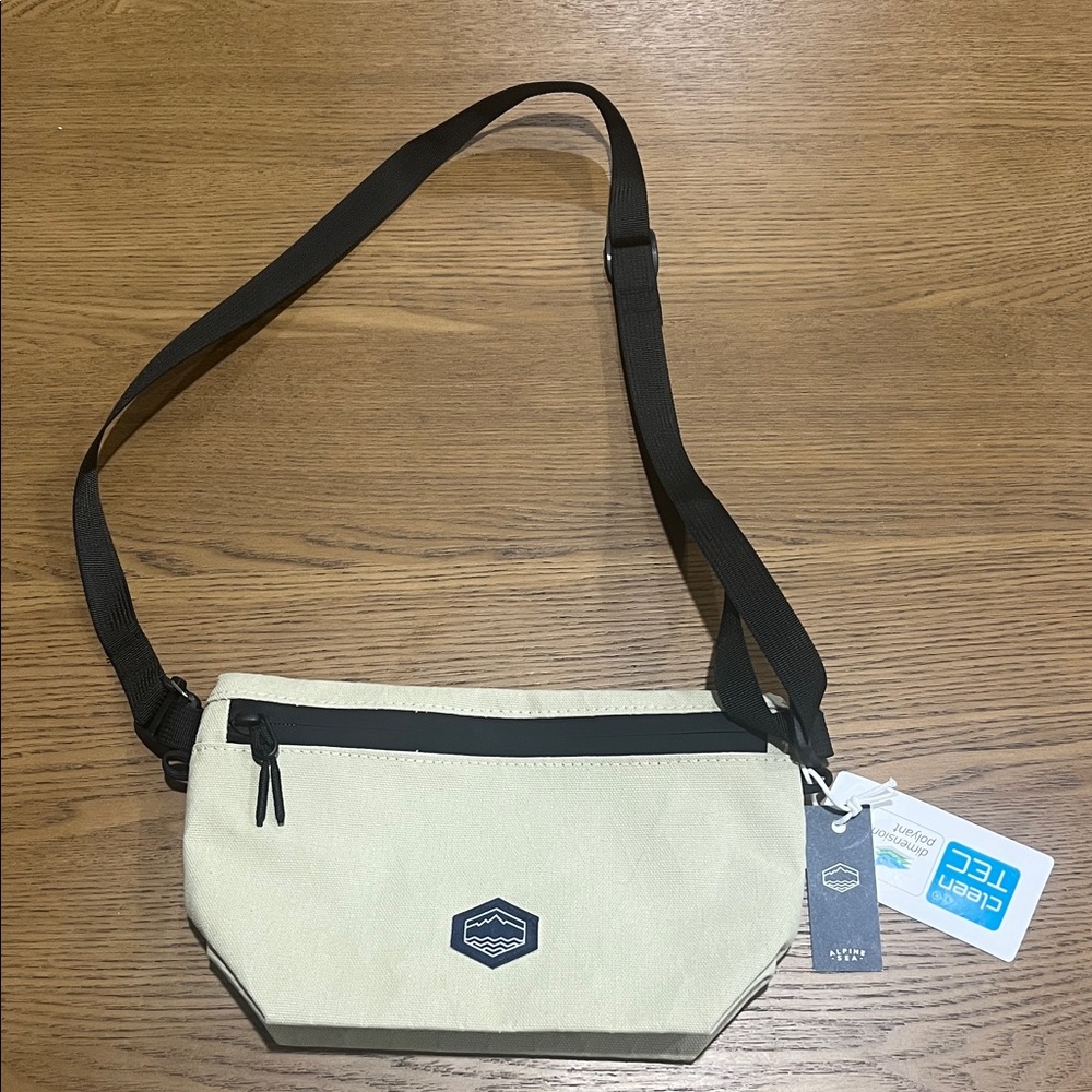 Chic Cream Crossbody Bag with Black Accents